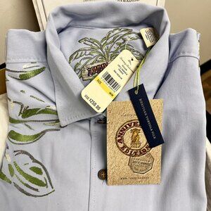 Tommy Bahama NWT Limited Edition Silk Palm Leaf Dress Shirt Light Blue (M)